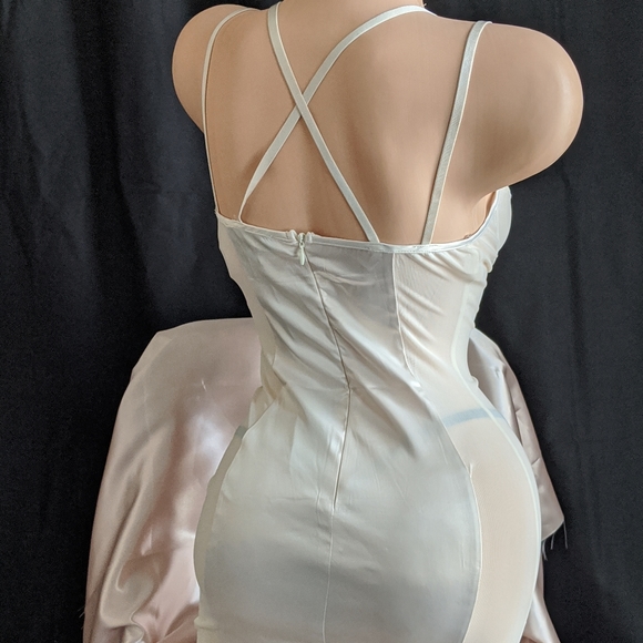 🗣️SALE‼Champagne glass satin mesh lace mini dress - Picture 3 of 4